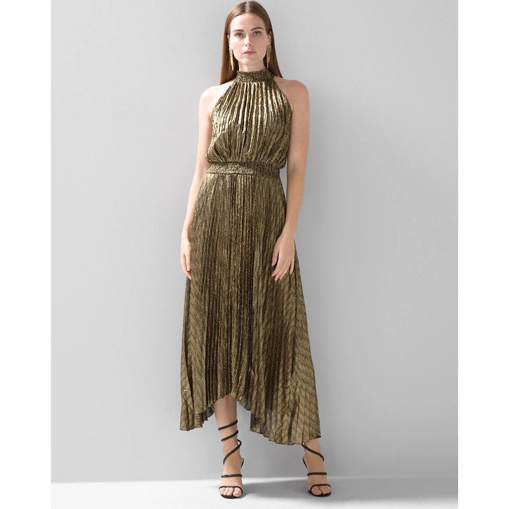 White House Black Market Gold Midi Dress